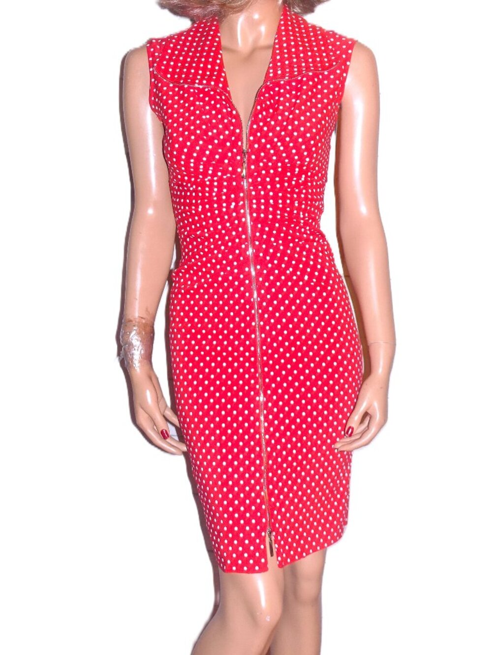 Joseph Ribkoff Red White Polka Dot Dress 2
